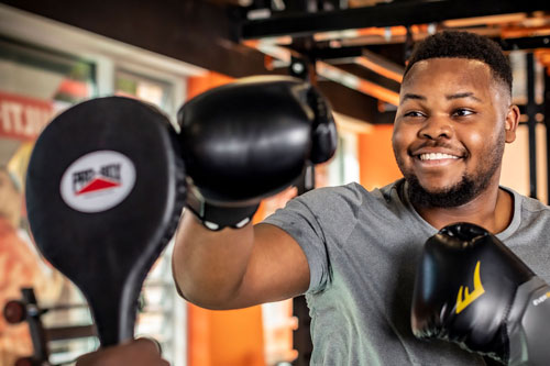 Image of a student boxing