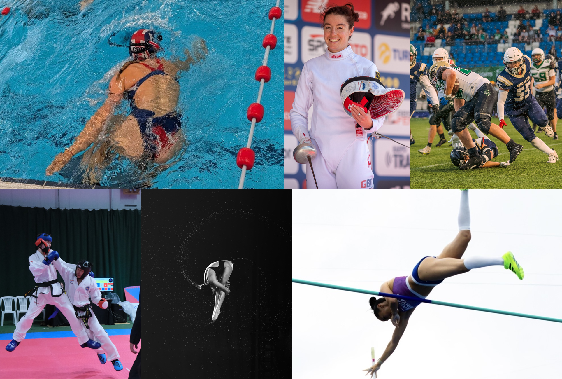 Collection of athletes performing different sports